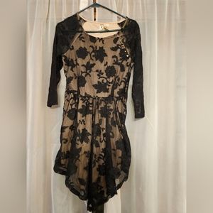 Black Lace Dress with Gold Accents Size M